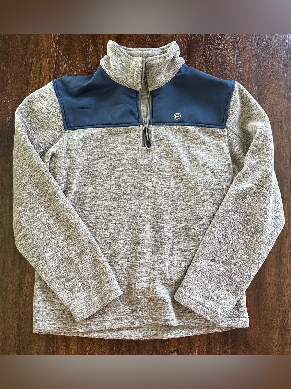 Roper Boys’ Large 1/4 Zip Fleece Pullover Navy Tan Sherpa